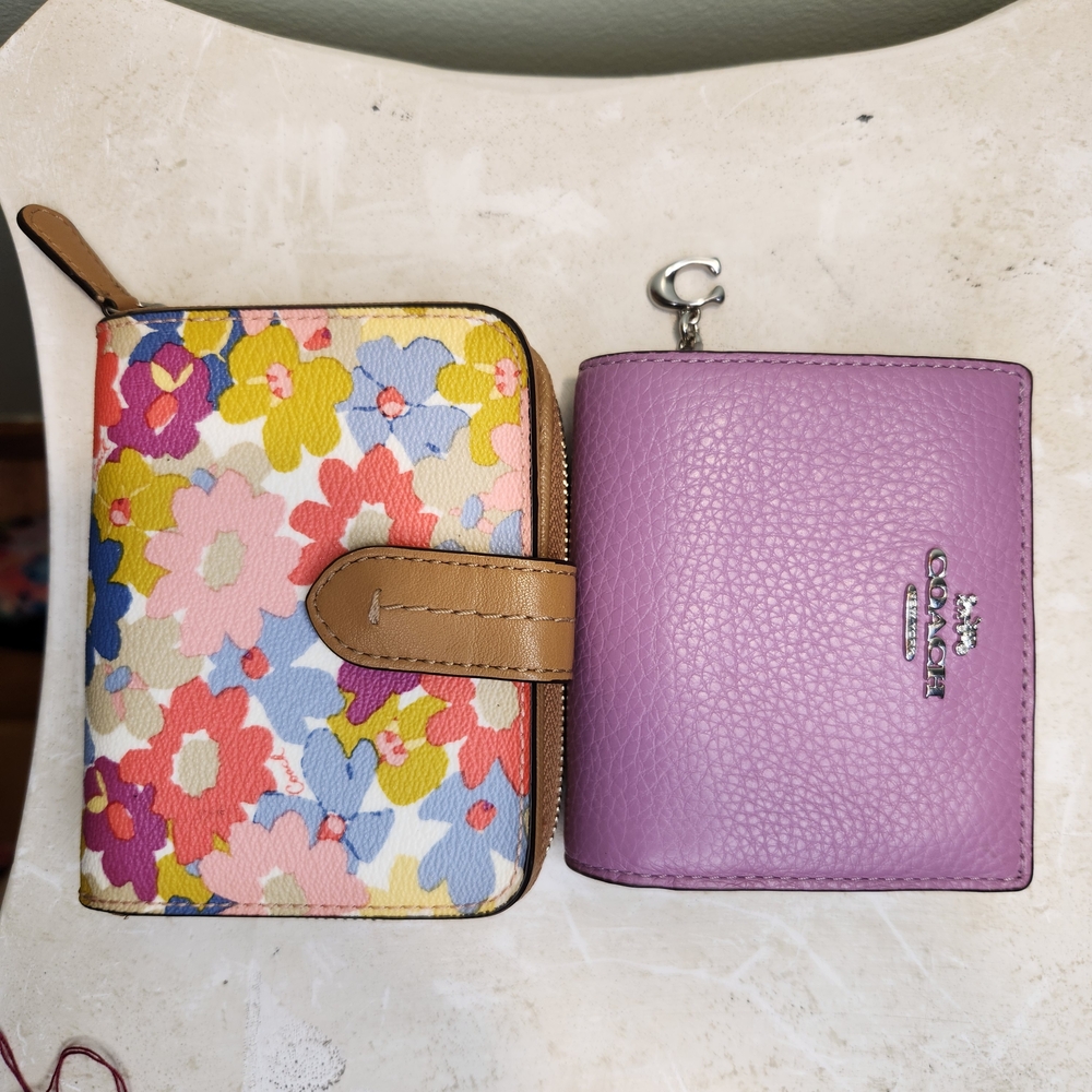 Coach Purple Wallet and Coach Floral Wallet Zips